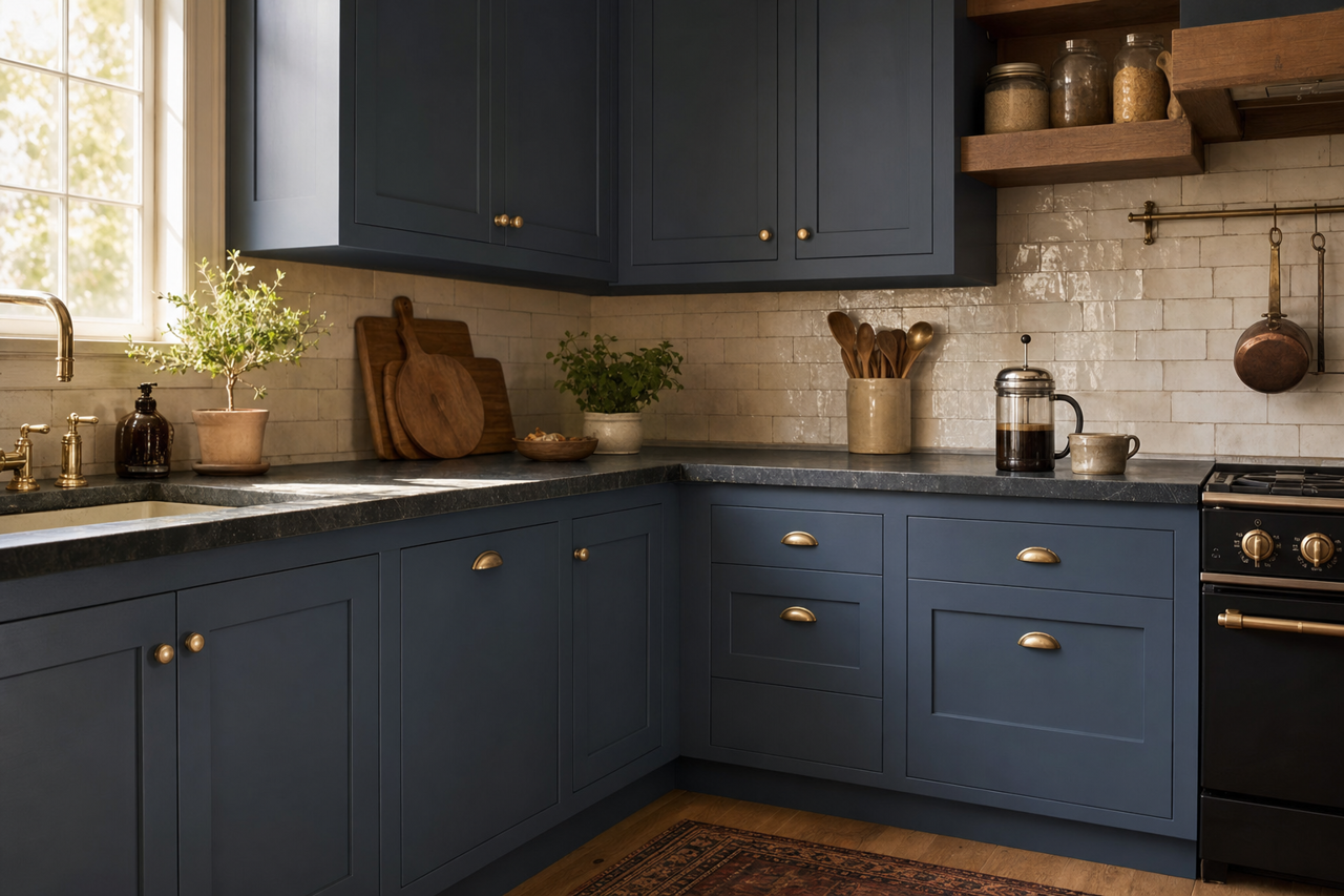 Hudson by Benjamin Moore on cabinets