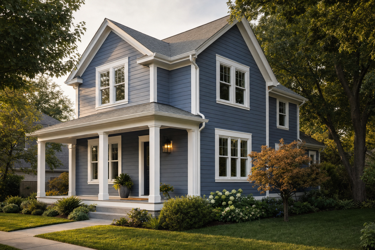 Blue by Benjamin Moore on exterior