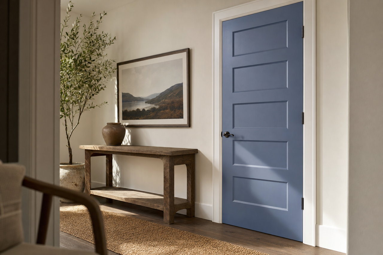 Blue by Benjamin Moore on interior-doors