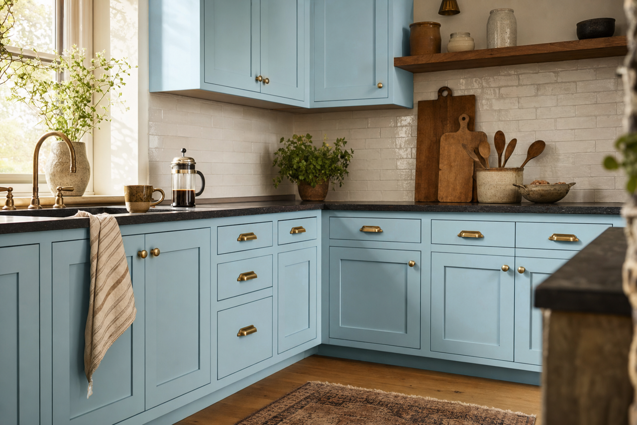 Mineral by Benjamin Moore on cabinets