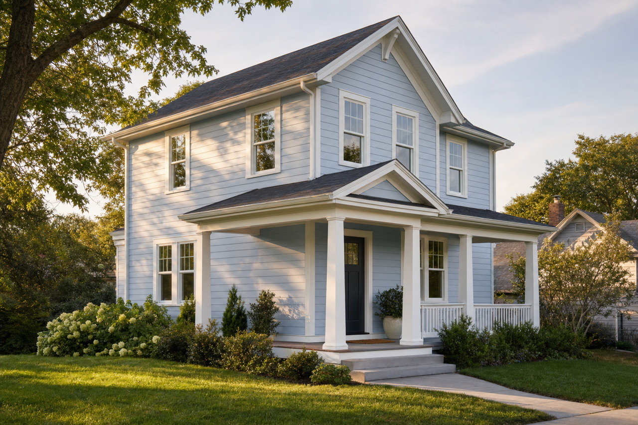 Blue by Benjamin Moore on exterior