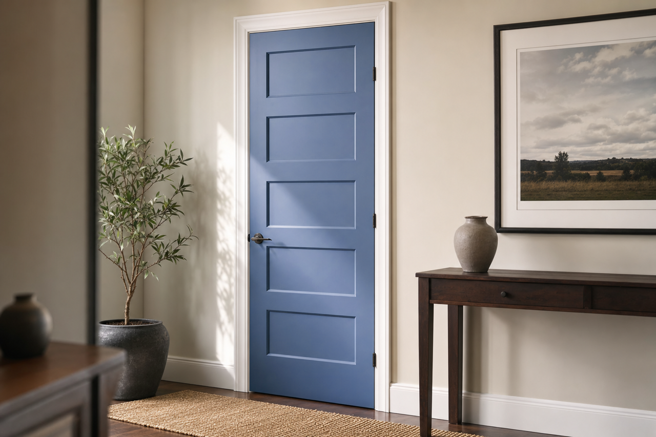 Blue by Benjamin Moore on interior-doors