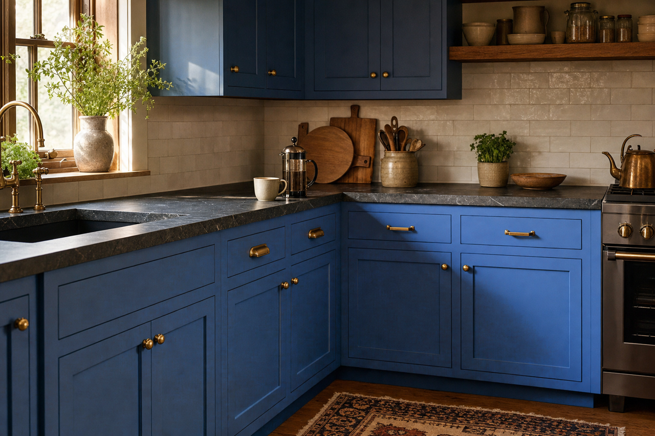 Mosaic by Benjamin Moore on cabinets