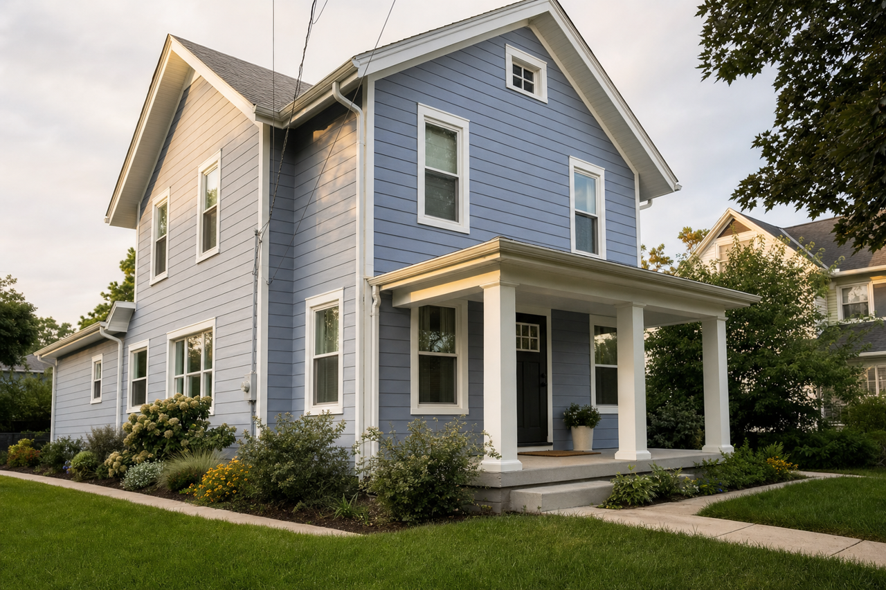 Blue by Benjamin Moore on exterior