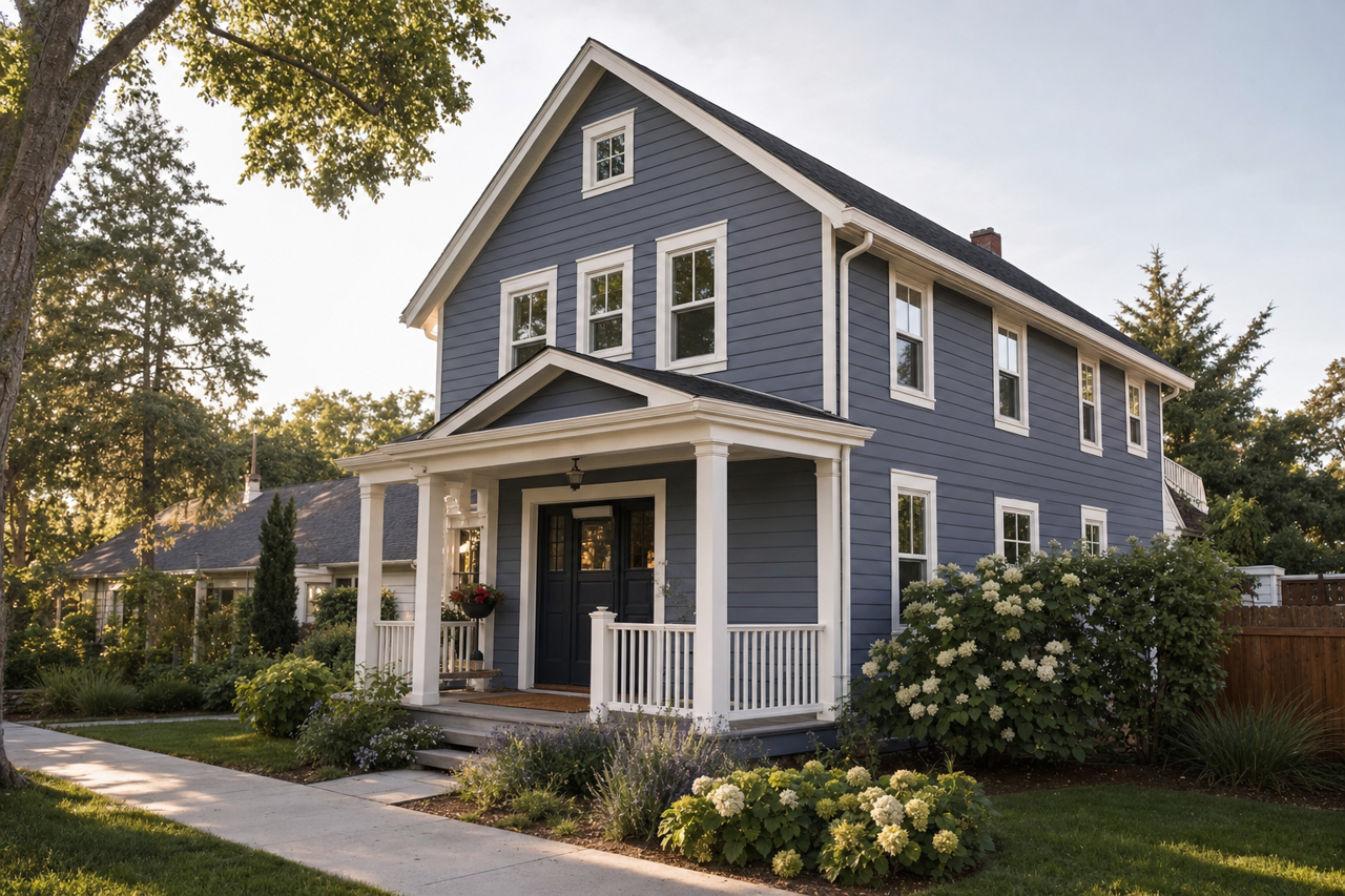 Blue by Benjamin Moore on exterior