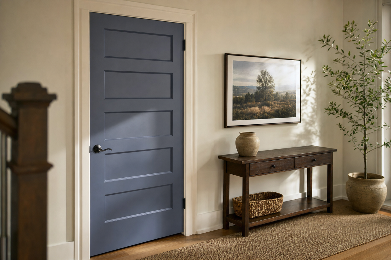 Blue by Benjamin Moore on interior-doors