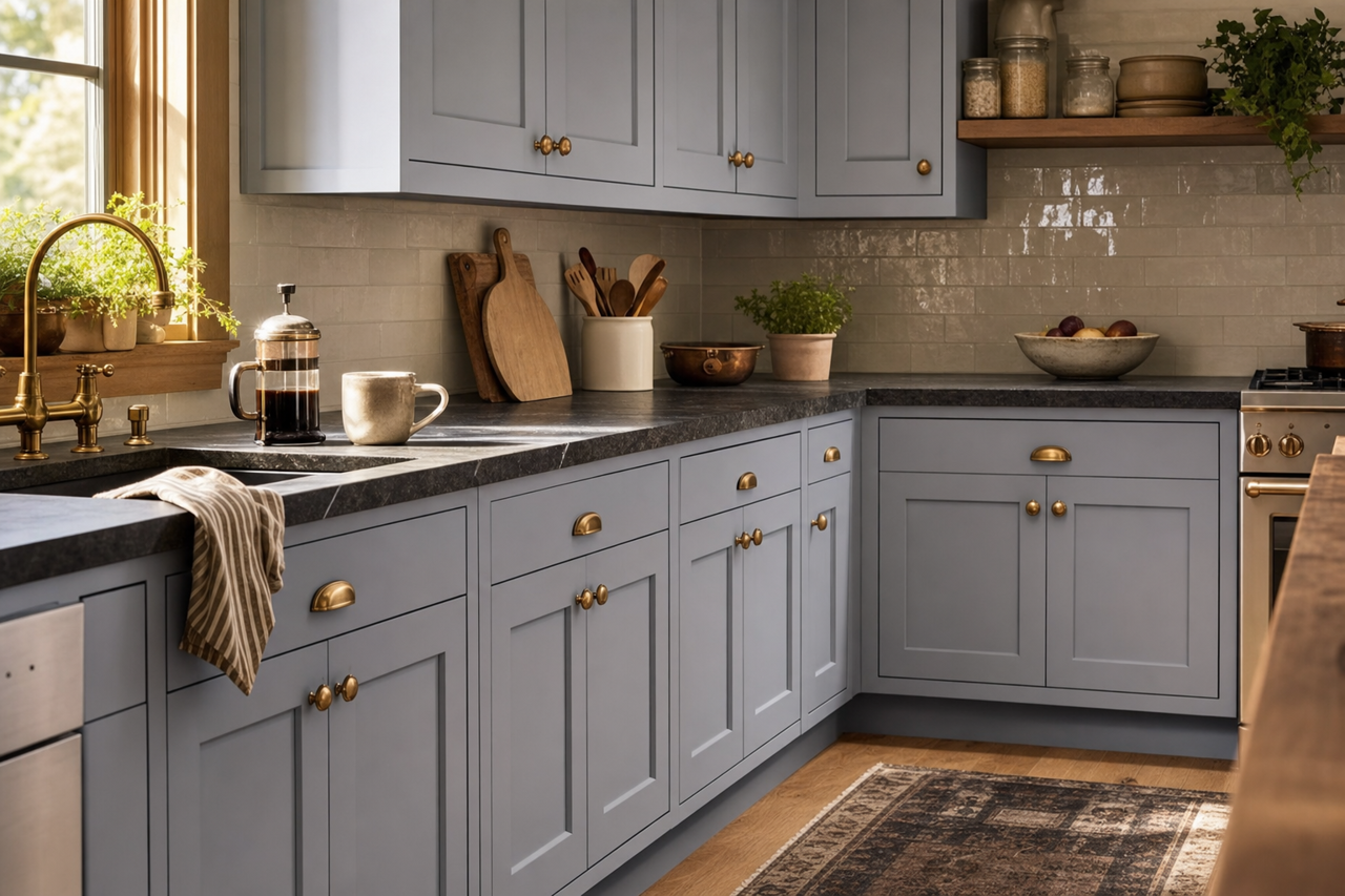 Yukon by Benjamin Moore on cabinets