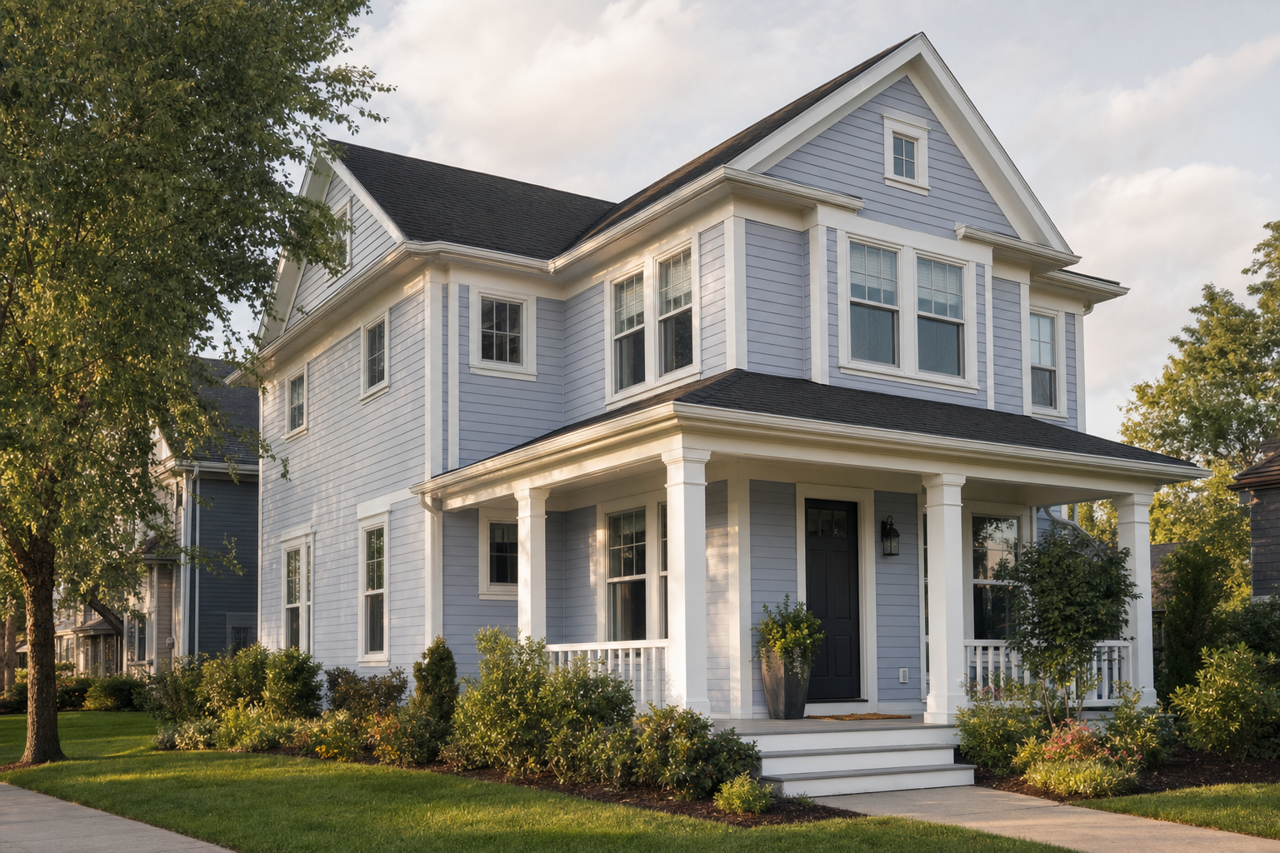 Blue by Benjamin Moore on exterior