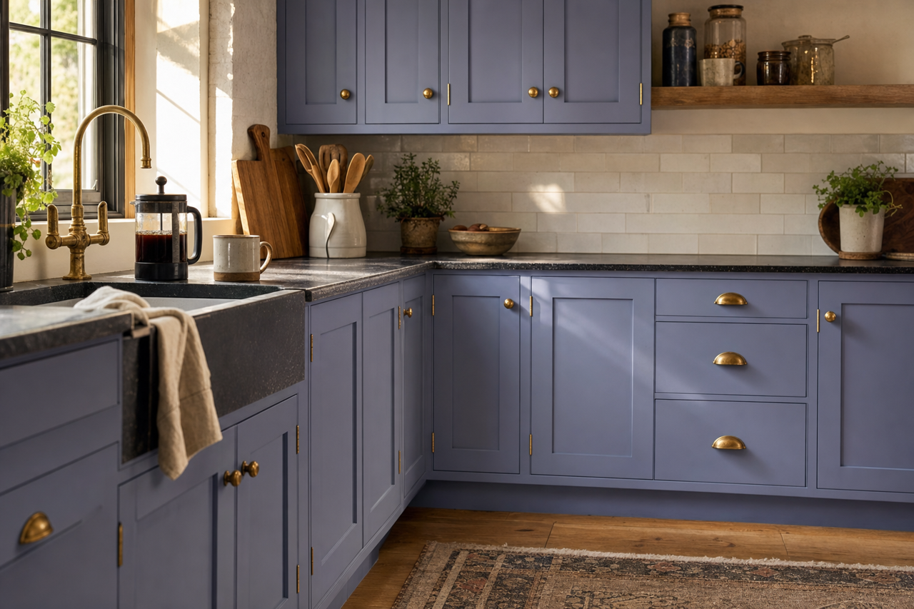 Queen's by Benjamin Moore on cabinets