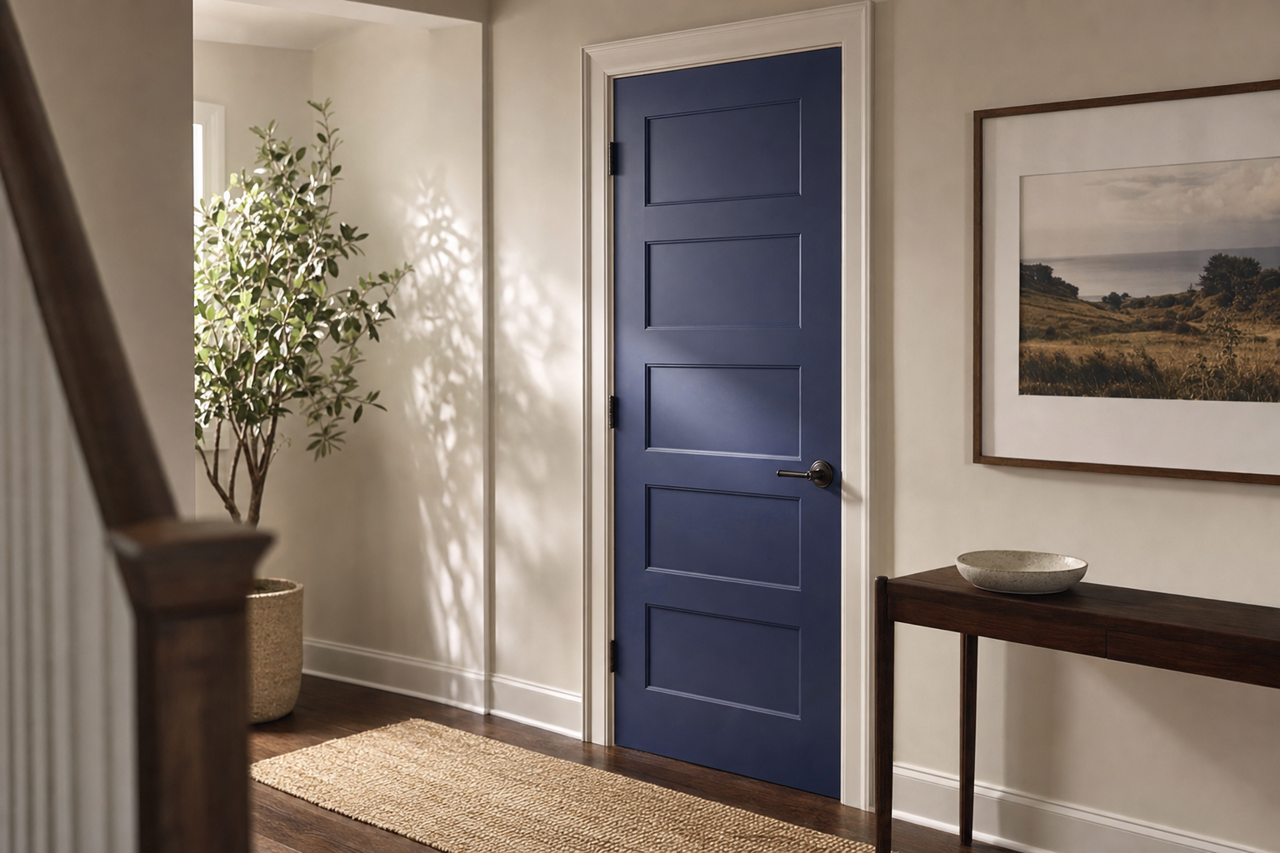 Blue by Benjamin Moore on interior-doors