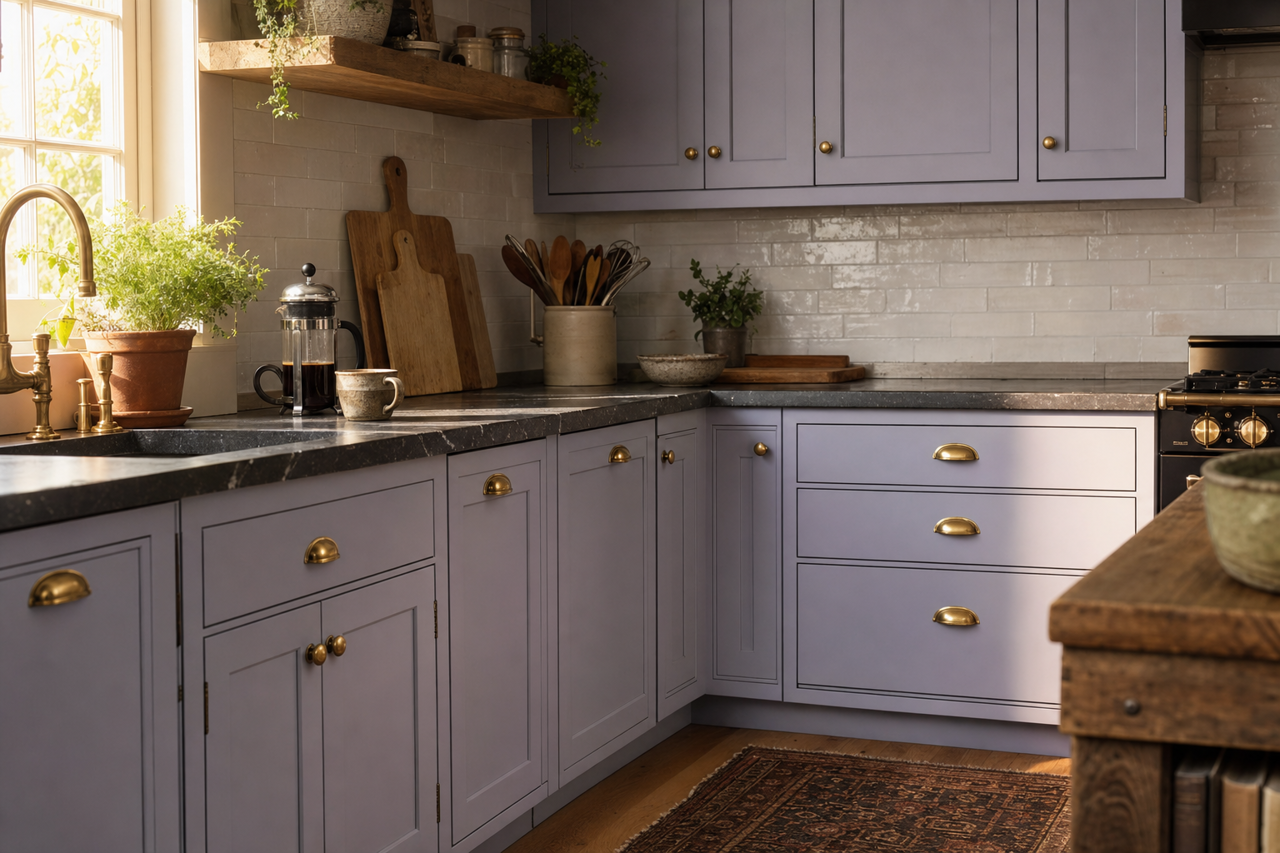 Heather by Benjamin Moore on cabinets