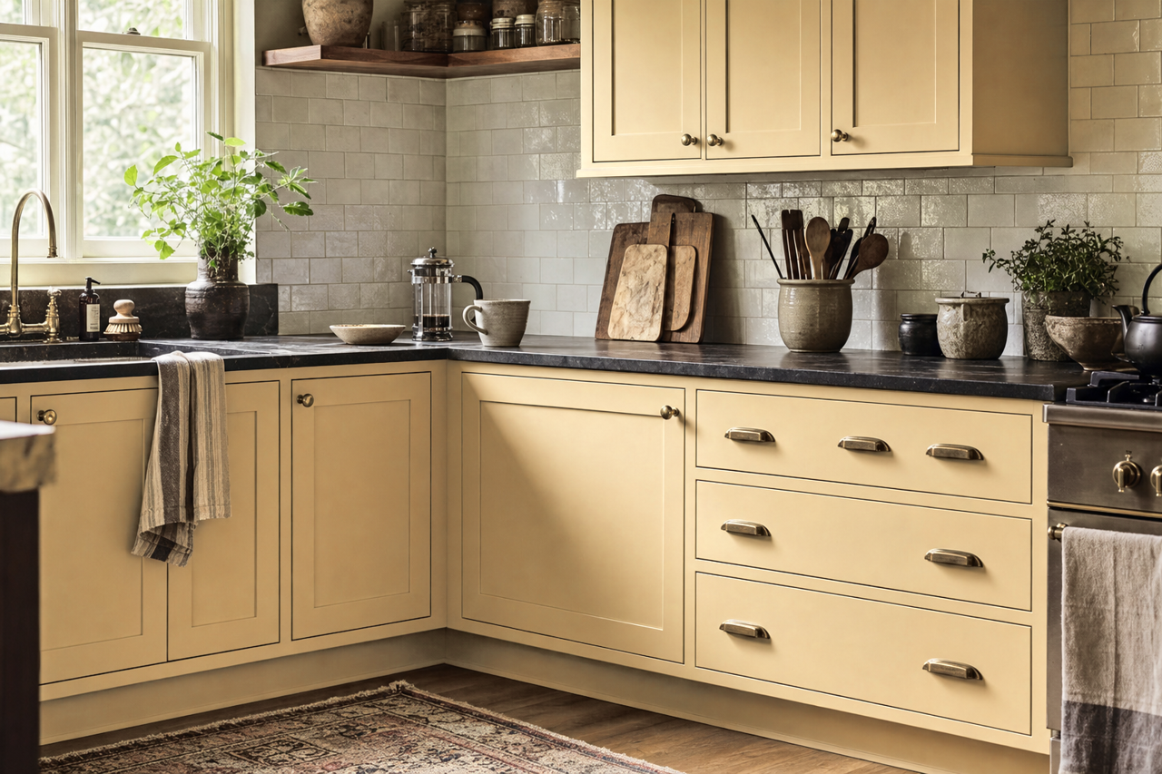 Candle by Benjamin Moore on cabinets