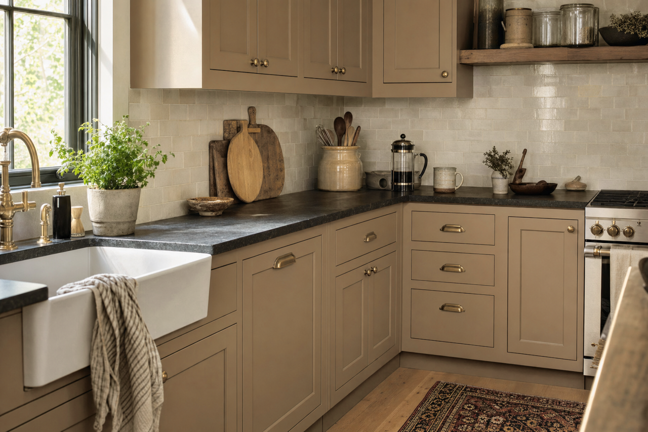 Wet by Benjamin Moore on cabinets