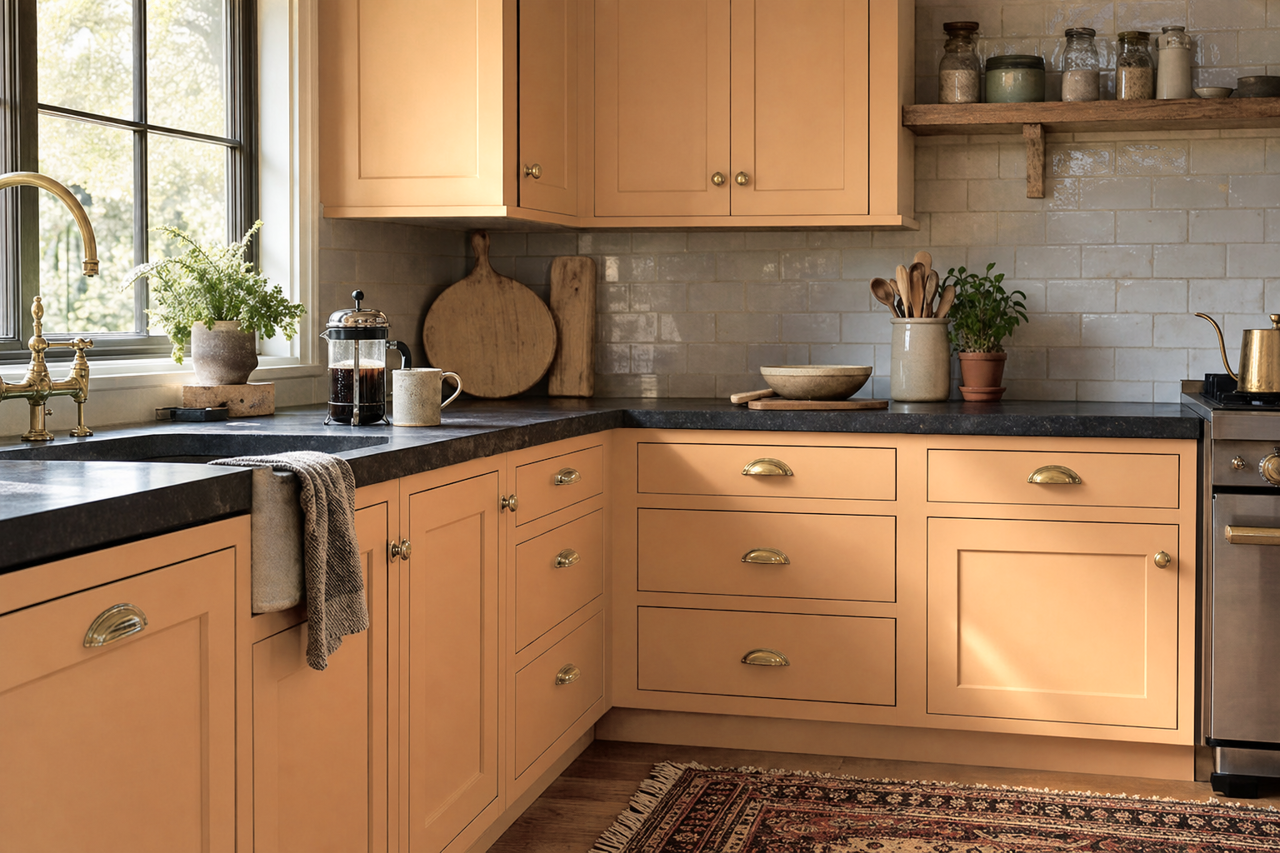Warm by Benjamin Moore on cabinets