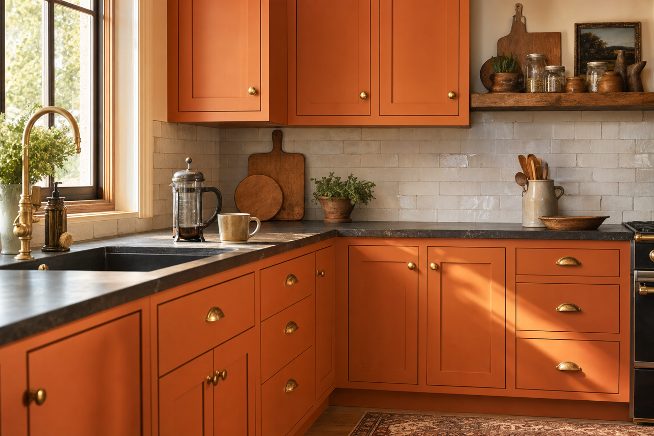 Tandoori by Benjamin Moore on cabinets