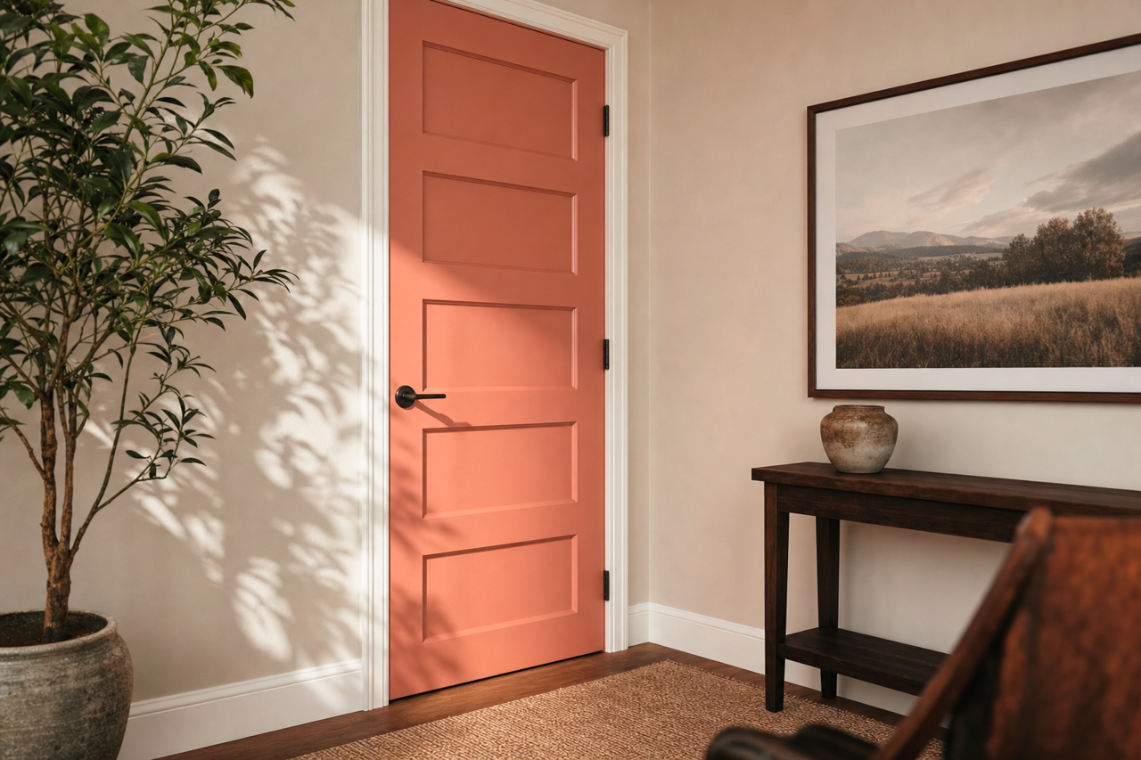 Coral by Benjamin Moore on interior-doors