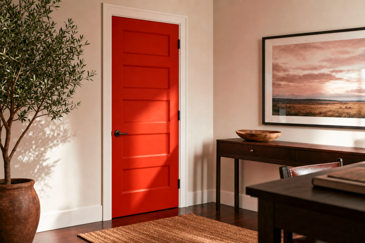 Tomato by Benjamin Moore on interior-doors