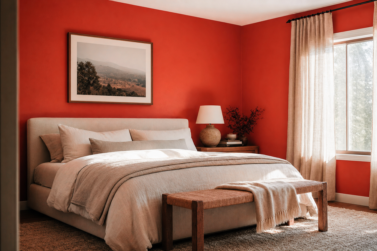 Tomato by Benjamin Moore on interiors