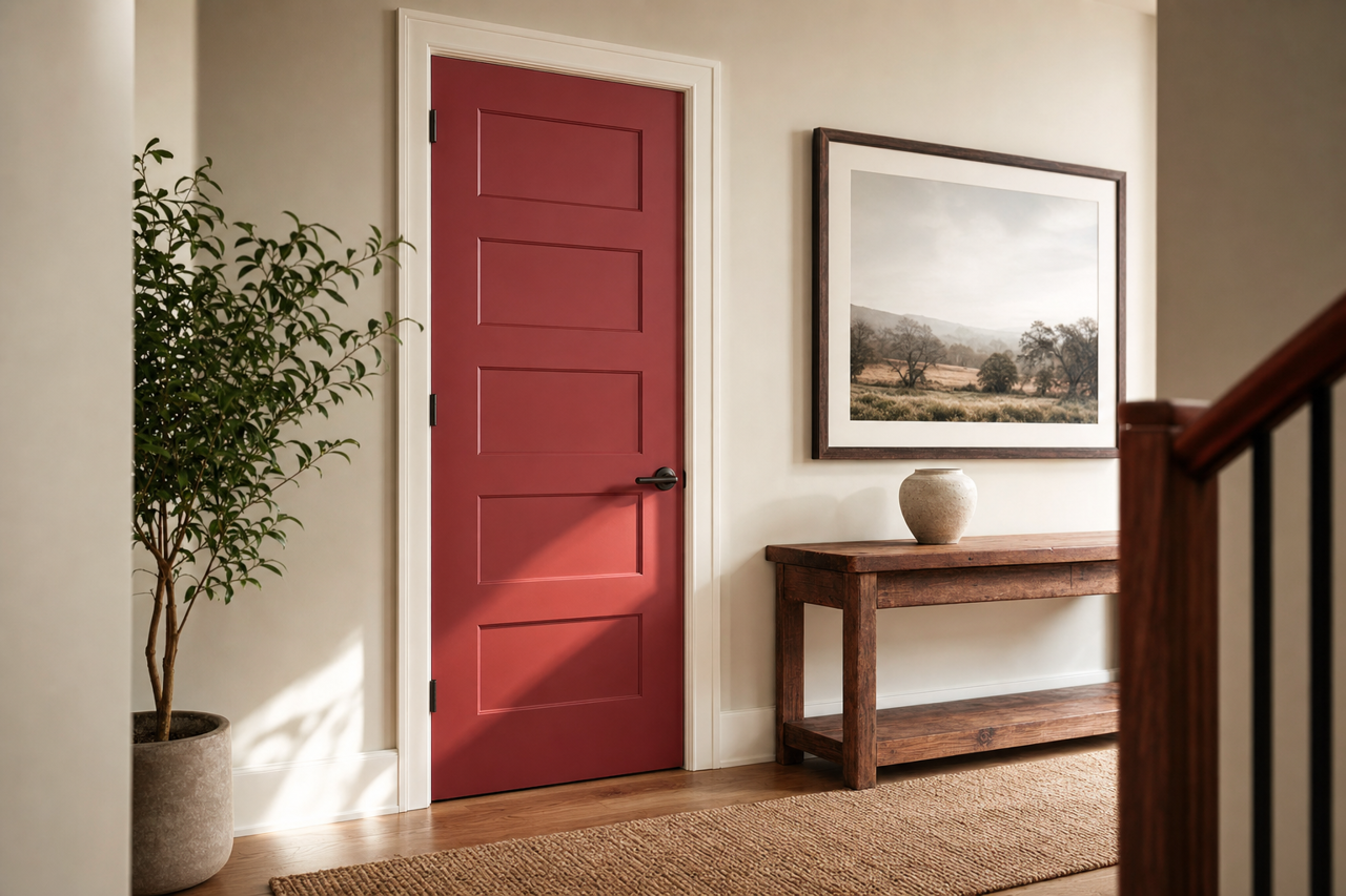 Cinnabar by Benjamin Moore on interior-doors