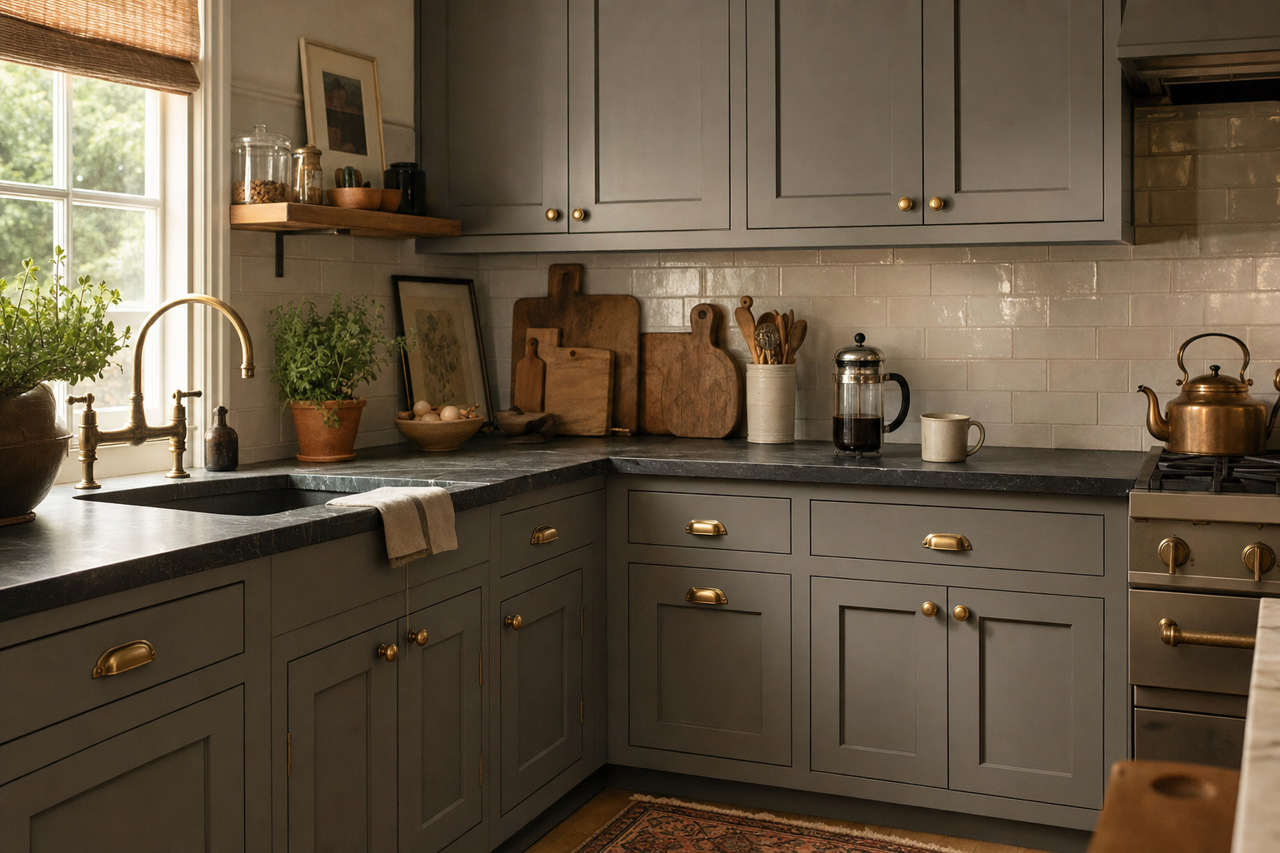 Burnt by Benjamin Moore on cabinets
