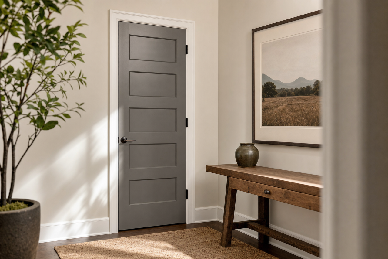 Burnt by Benjamin Moore on interior-doors