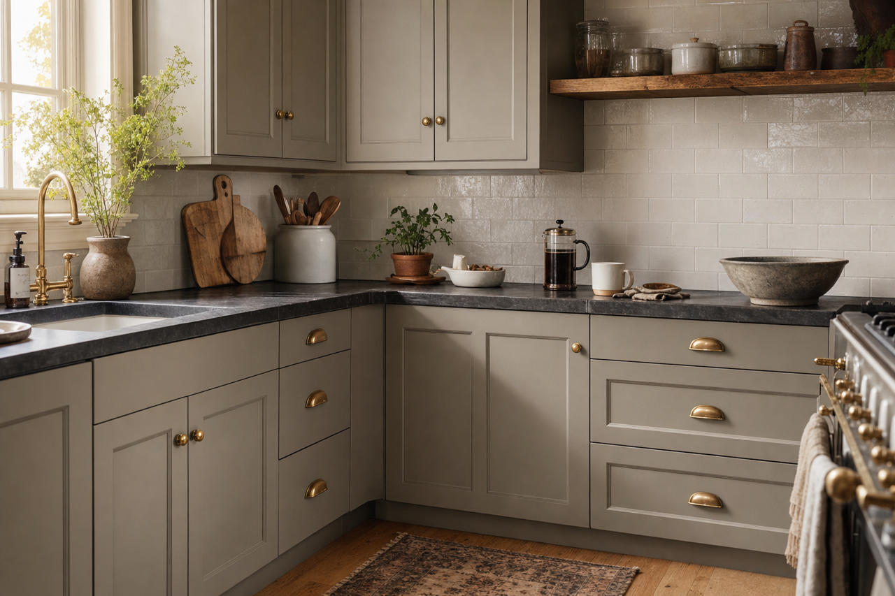Smoked by Benjamin Moore on cabinets