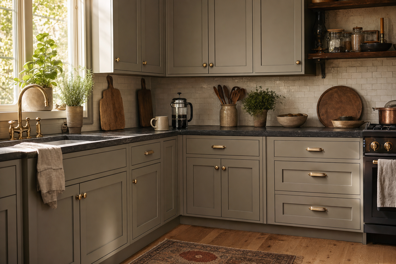 River by Benjamin Moore on cabinets