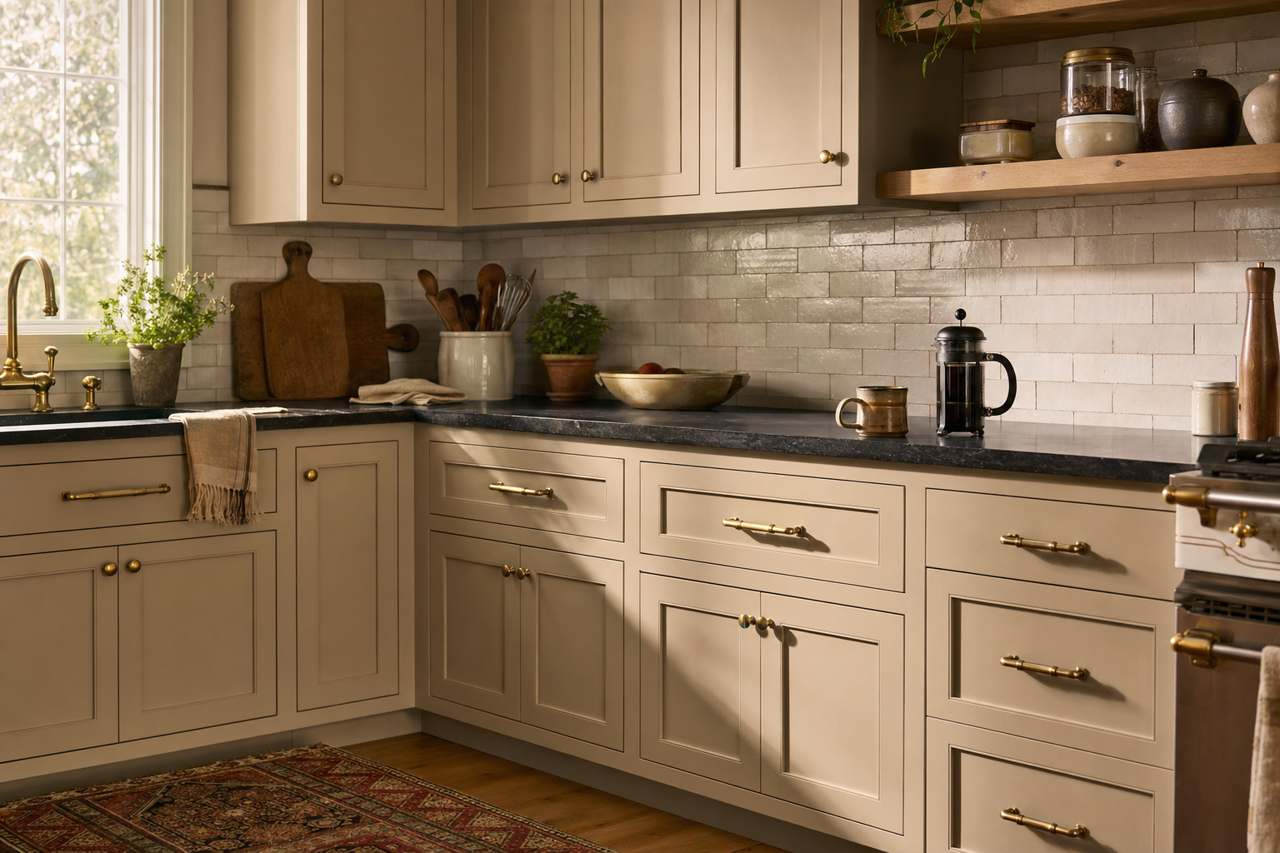 Rocky by Benjamin Moore on cabinets