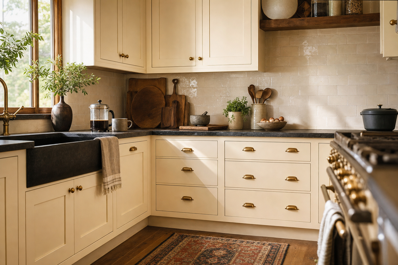 Stoneware by Benjamin Moore on cabinets