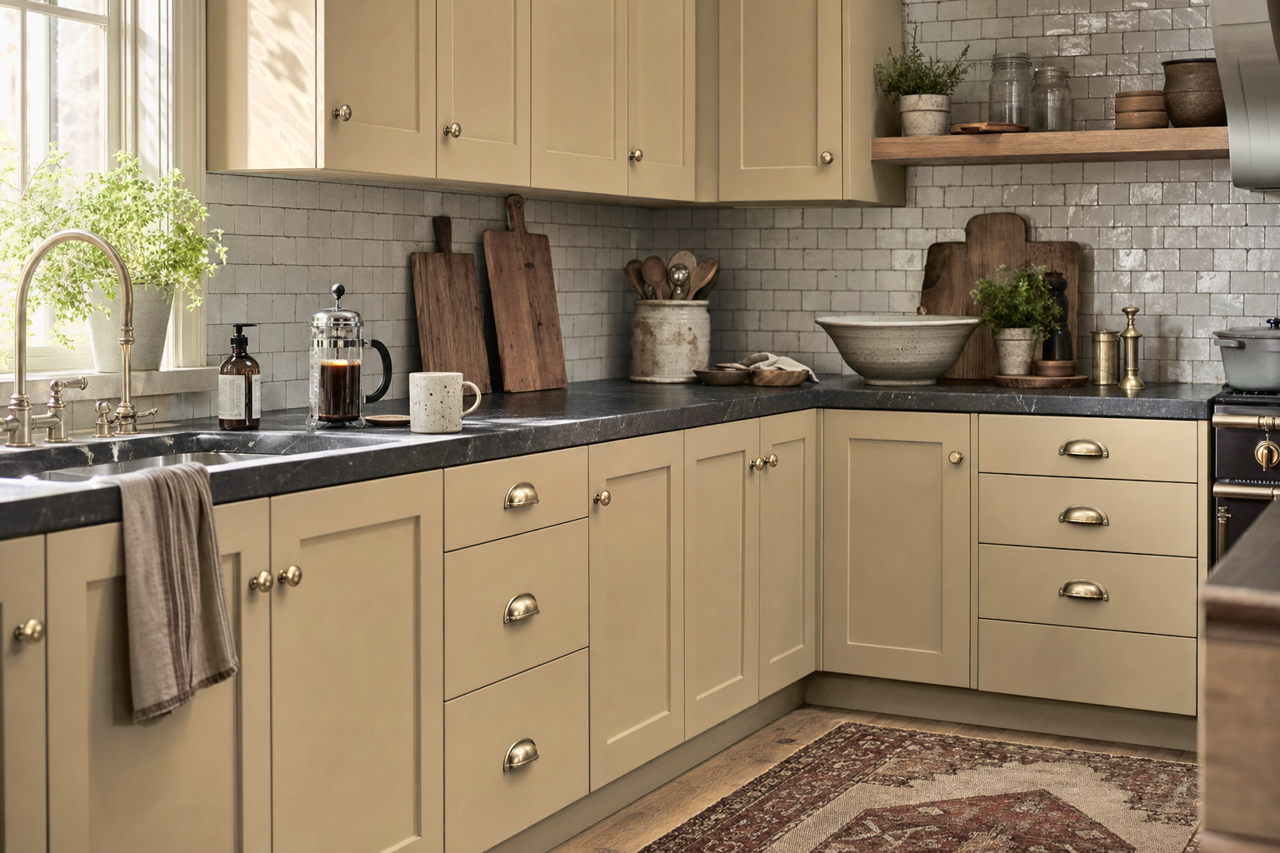 Wicker by Benjamin Moore on cabinets