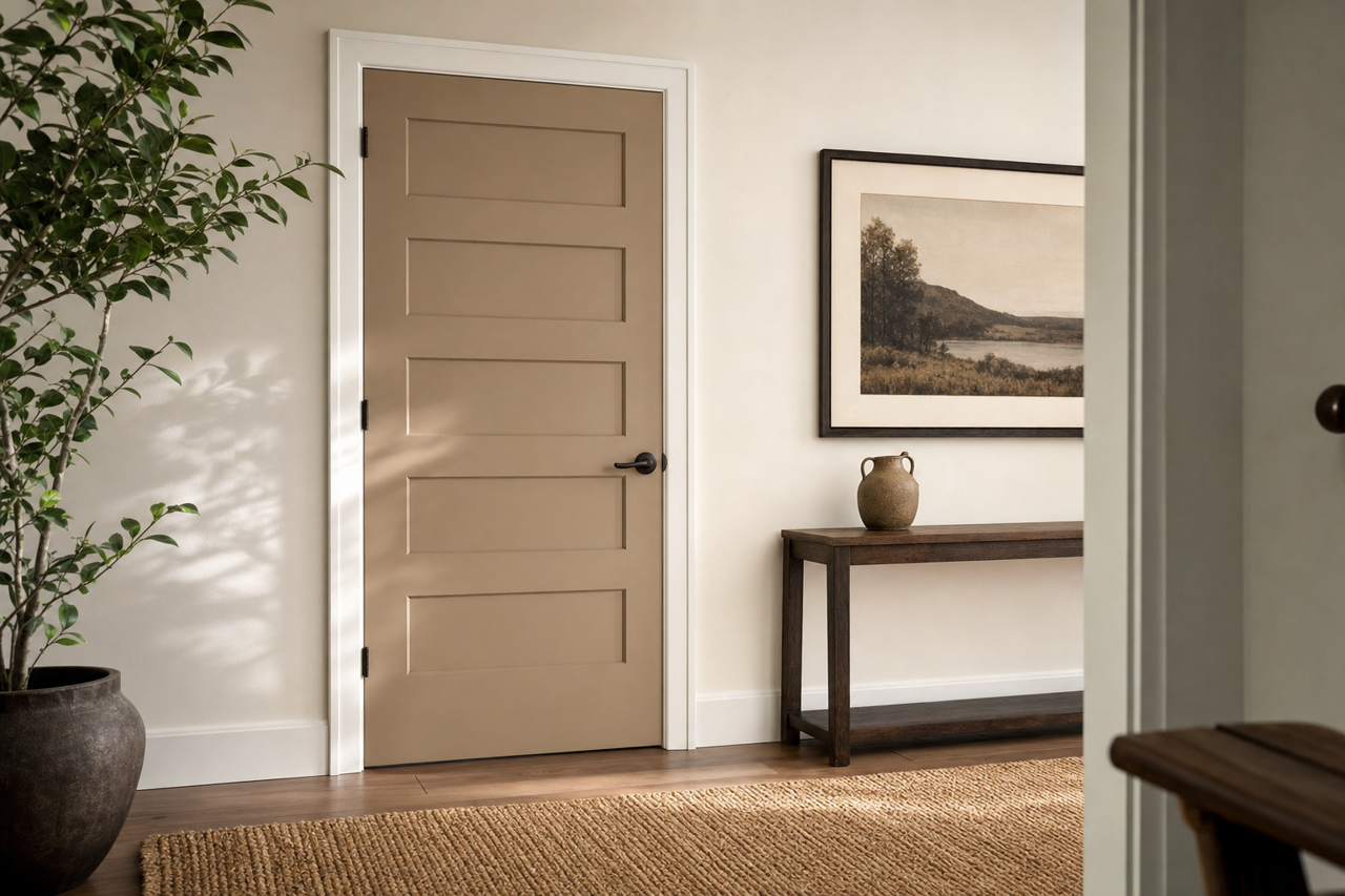 Taupe by Benjamin Moore on interior-doors