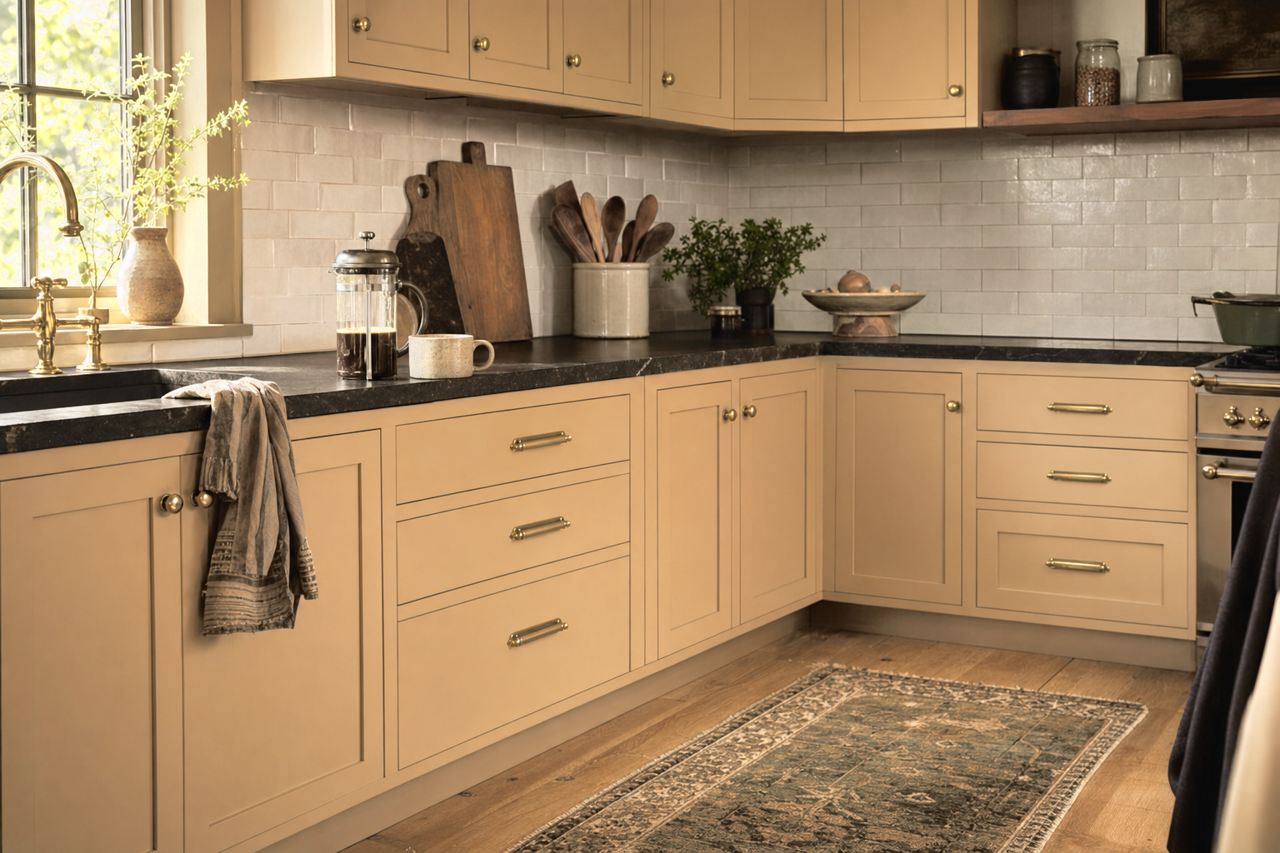 Camel by Benjamin Moore on cabinets