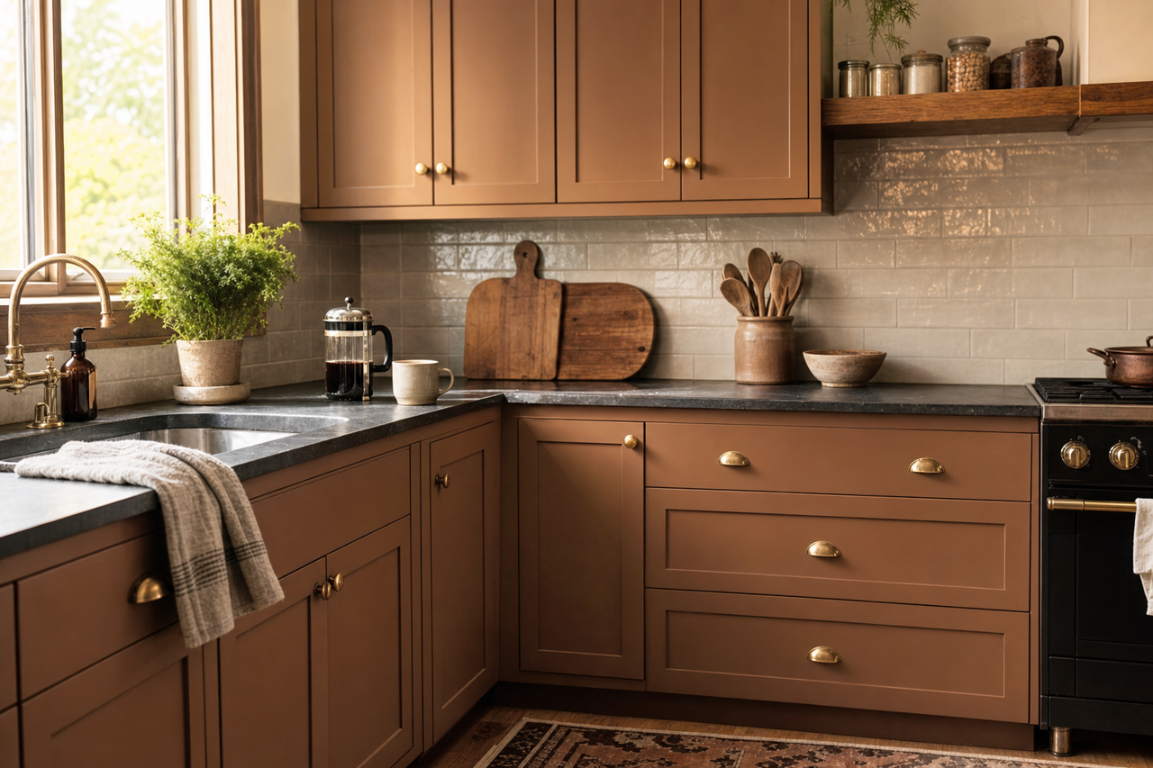 Cattail by Benjamin Moore on cabinets