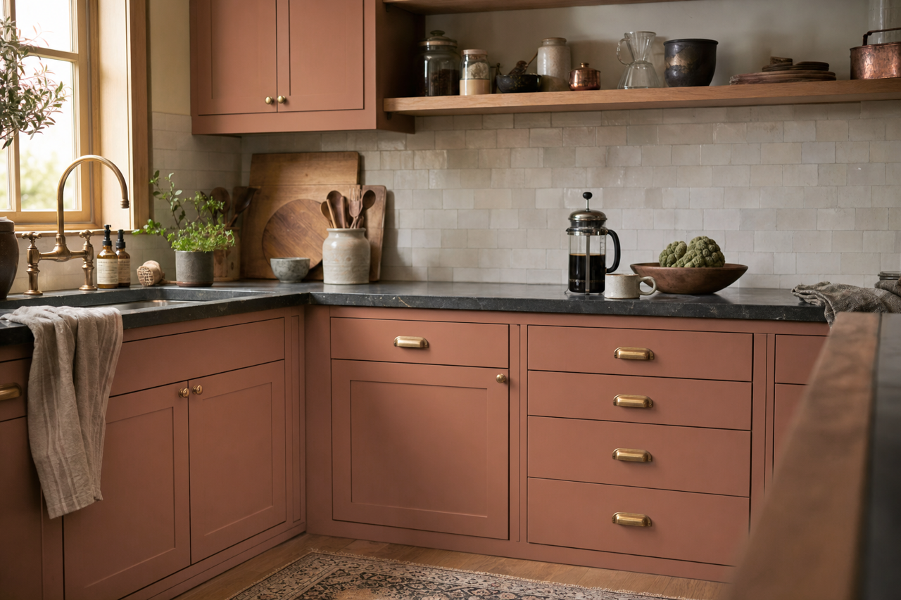 Amaretto by Benjamin Moore on cabinets