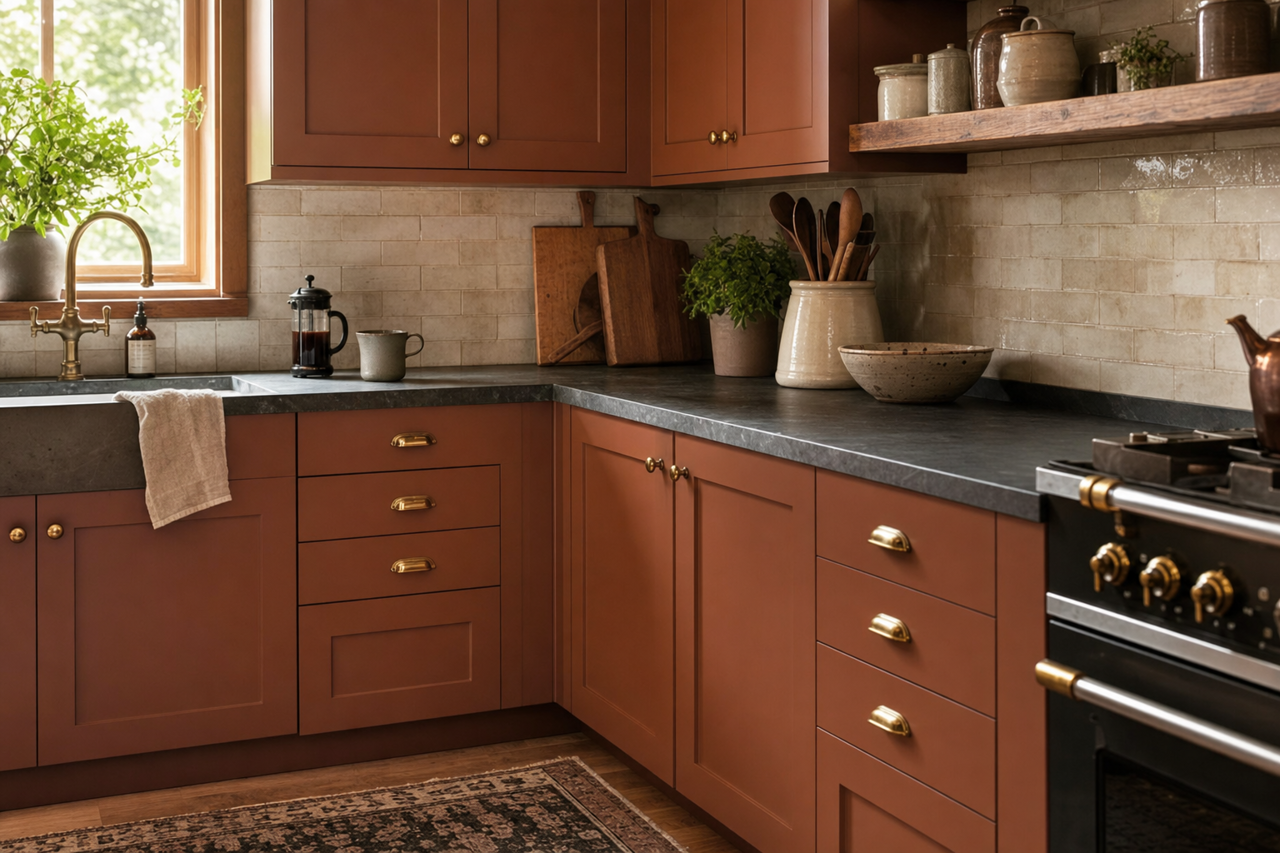Fallen by Benjamin Moore on cabinets