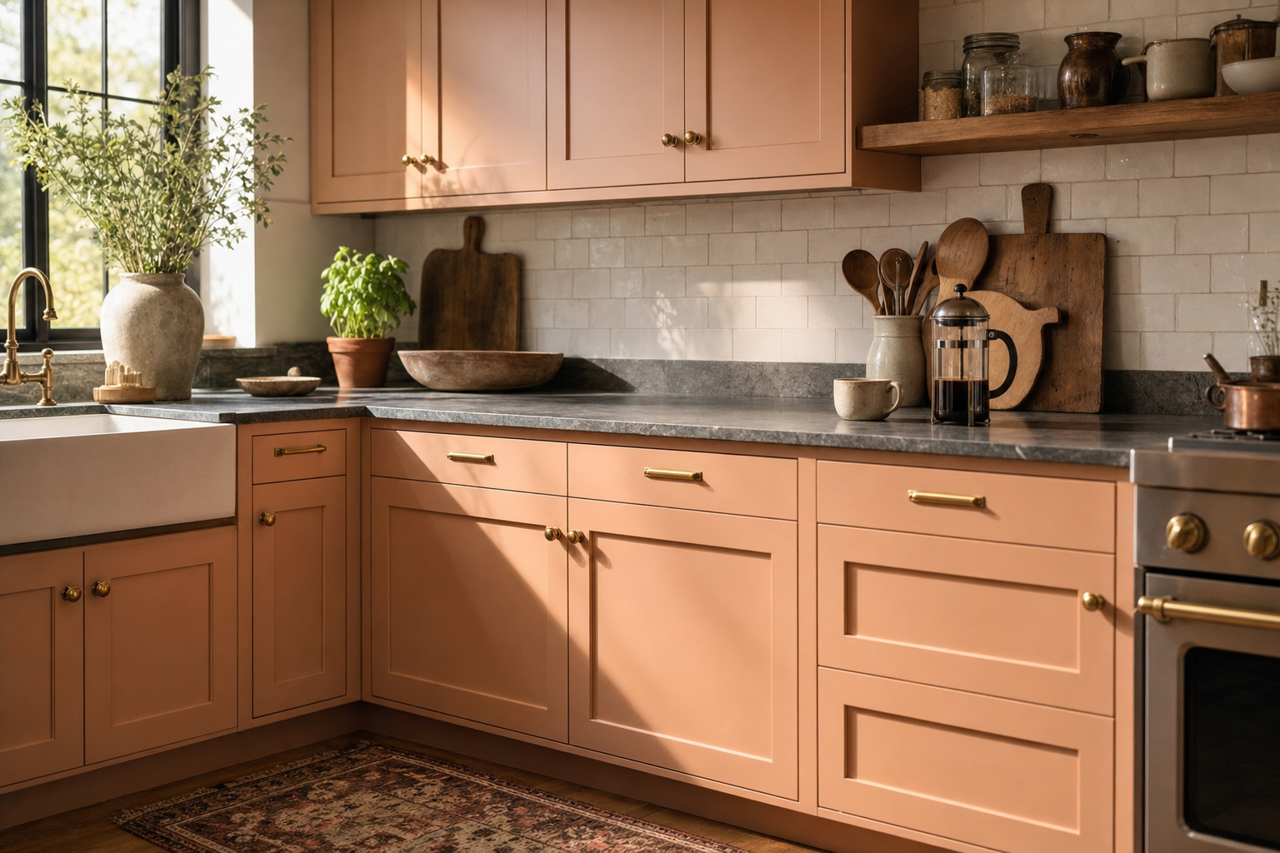 Knitting by Benjamin Moore on cabinets