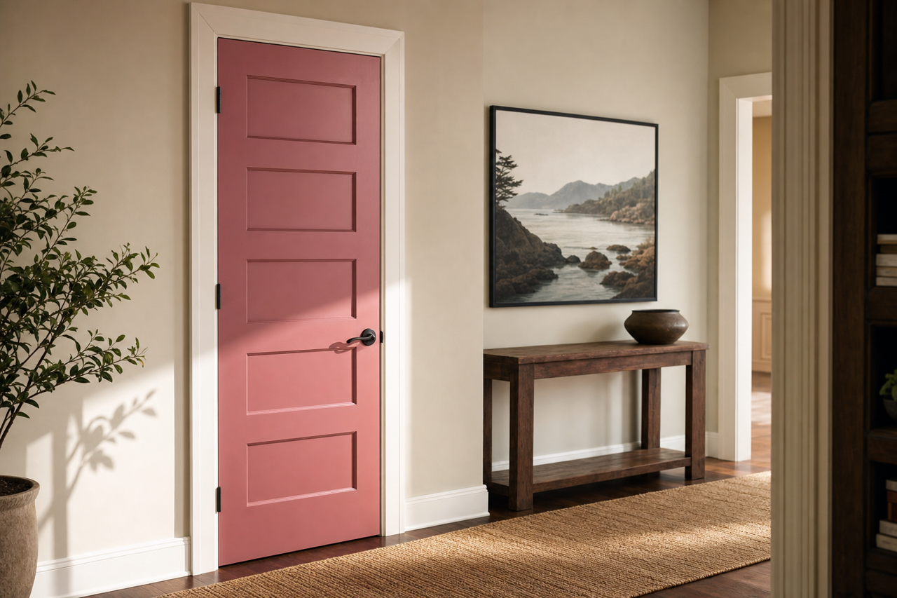 Raspberry by Benjamin Moore on interior-doors