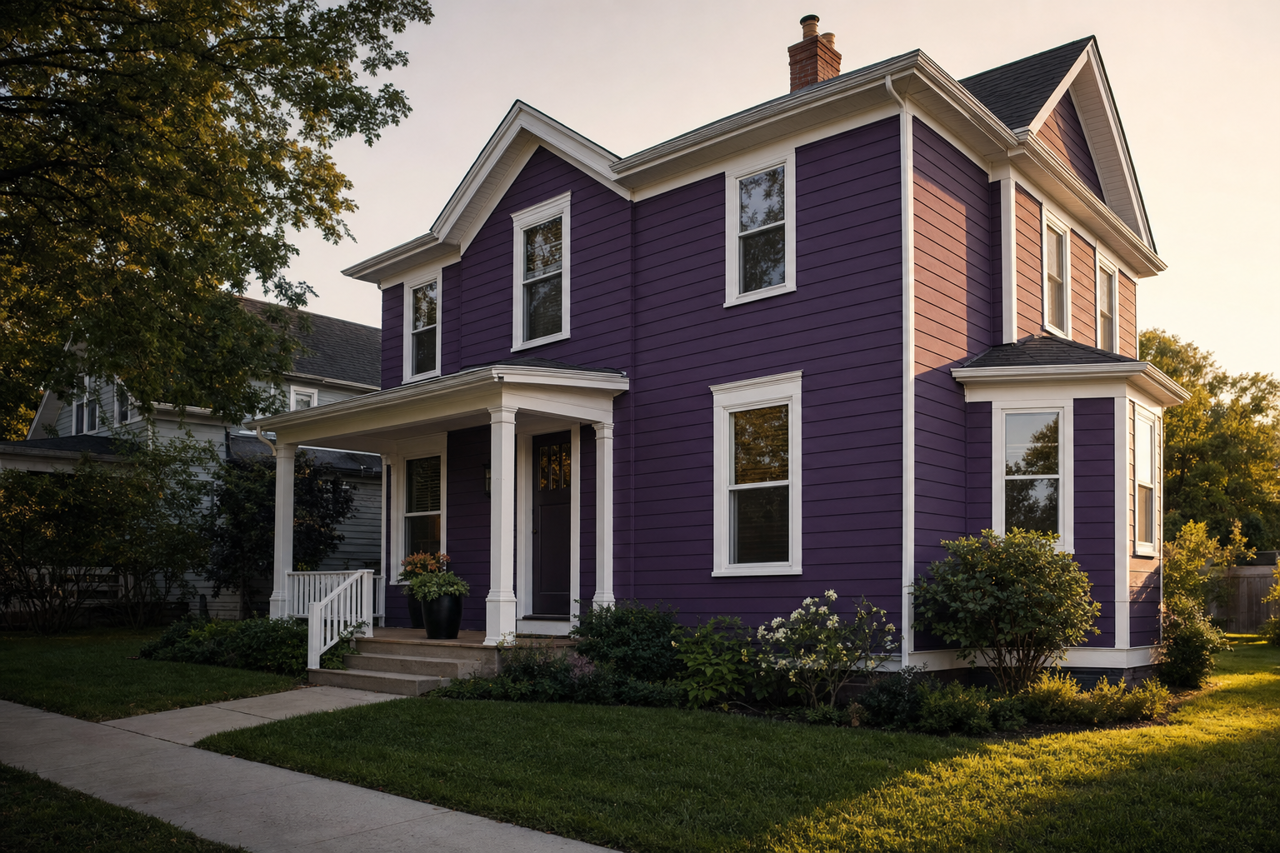 Purplicious by Benjamin Moore on exterior