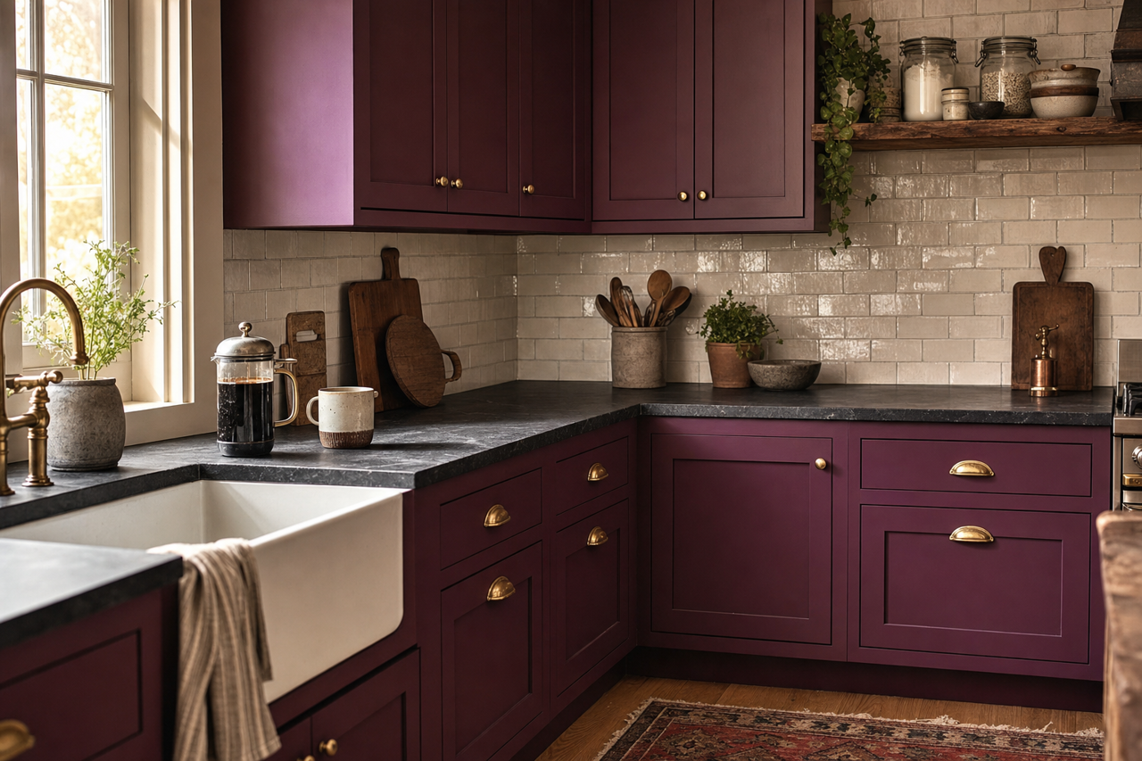 Elderberry by Benjamin Moore on cabinets