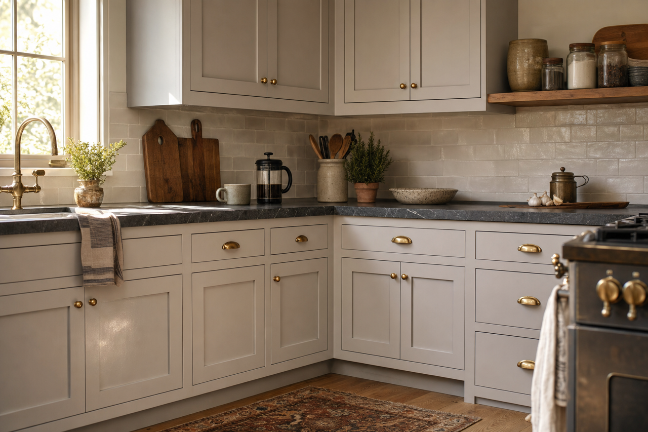 Through by Benjamin Moore on cabinets
