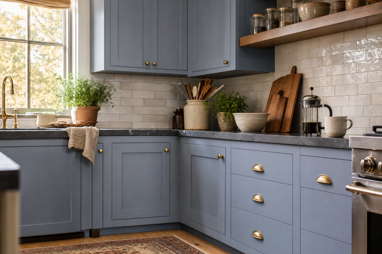 Flower by Benjamin Moore on cabinets