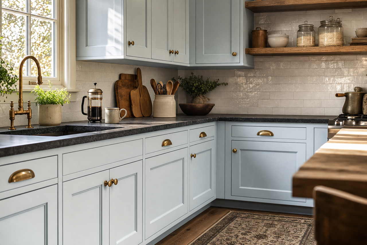 Sheer by Benjamin Moore on cabinets