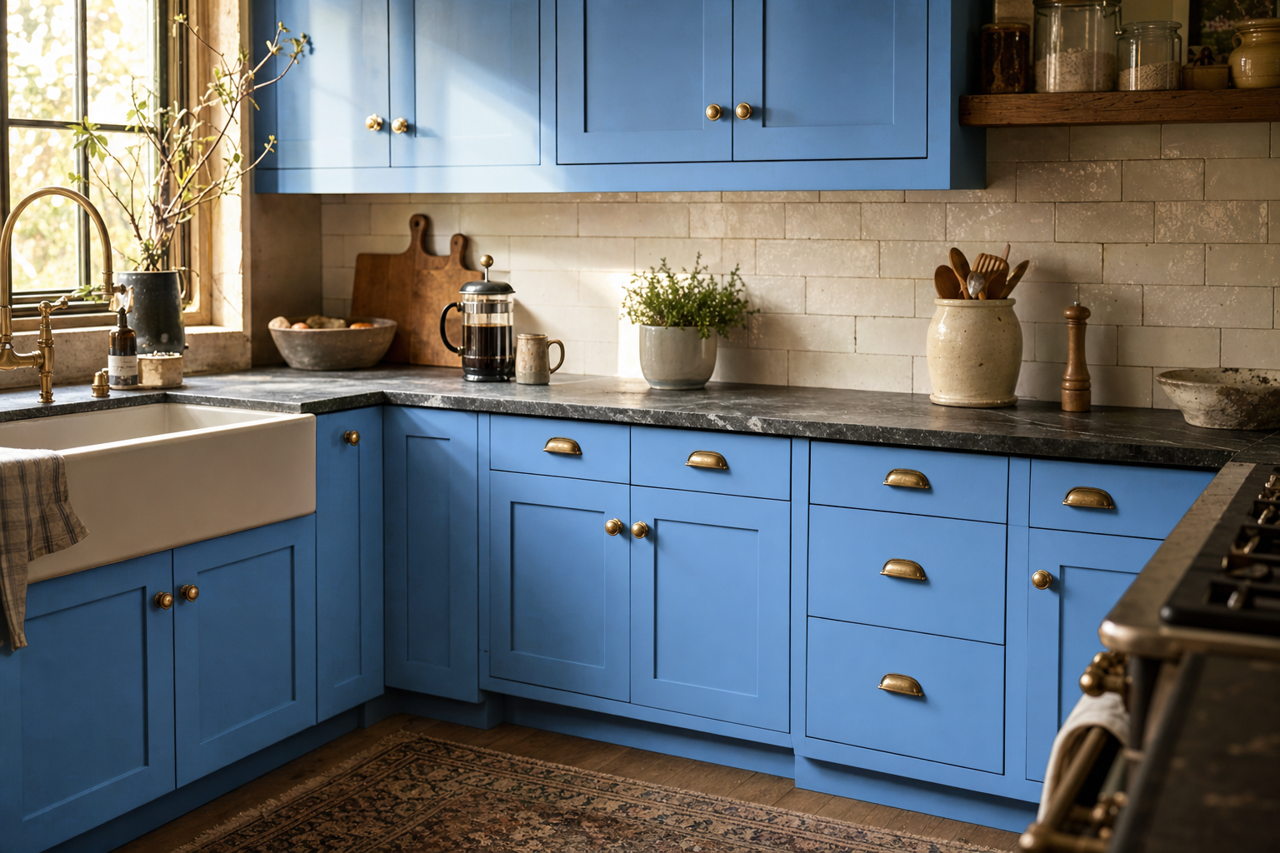 Waterloo by Benjamin Moore on cabinets