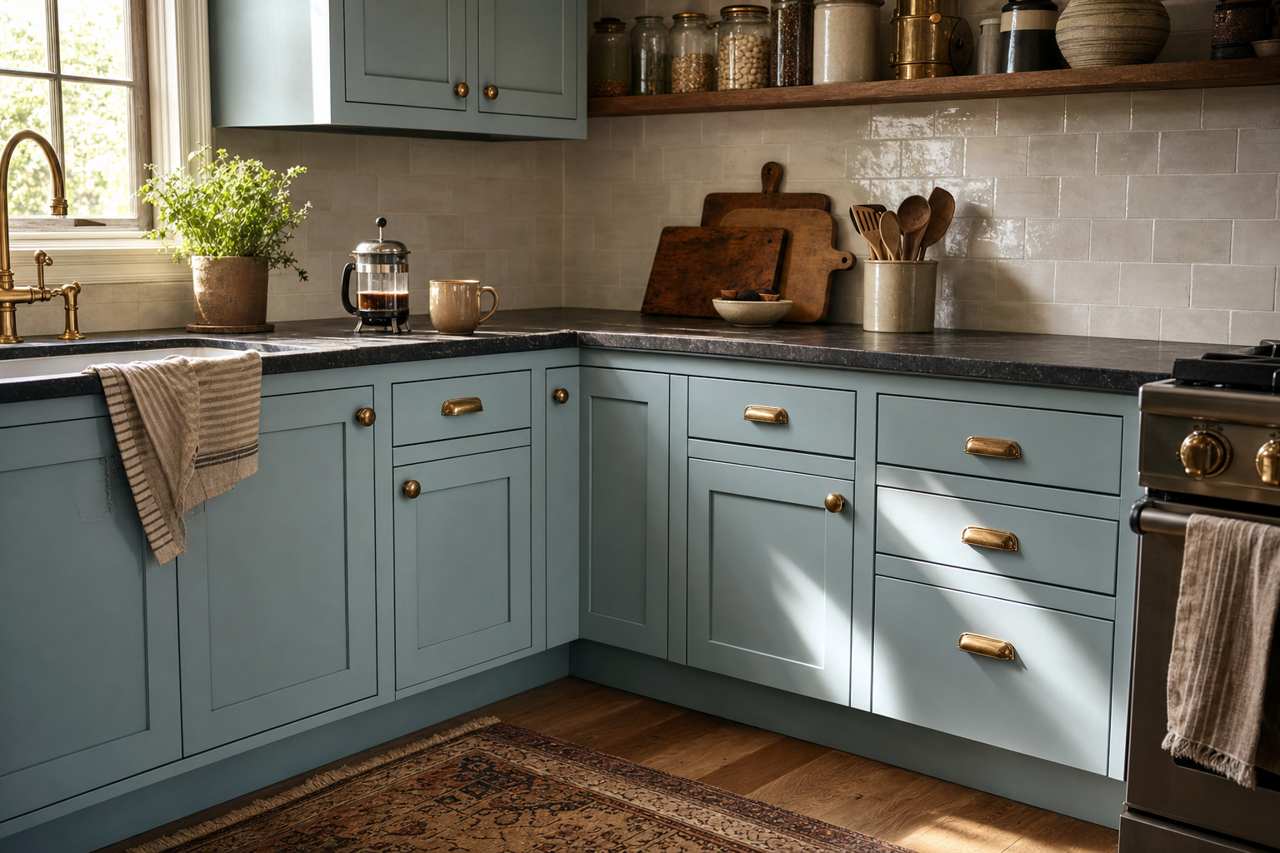 Dusty by Benjamin Moore on cabinets