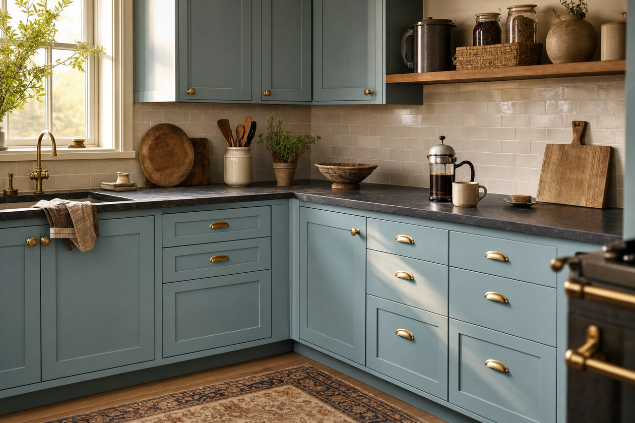 Cable by Benjamin Moore on cabinets