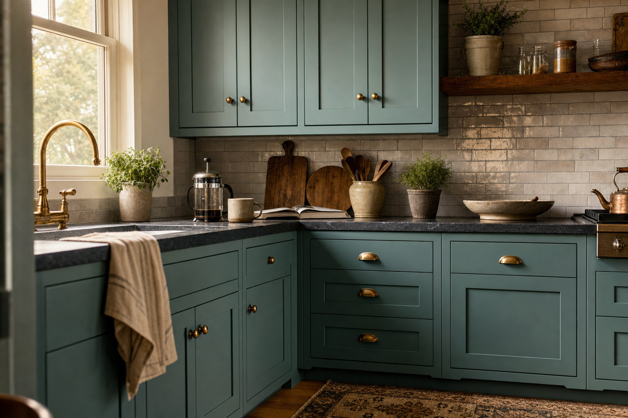 Tropical by Benjamin Moore on cabinets