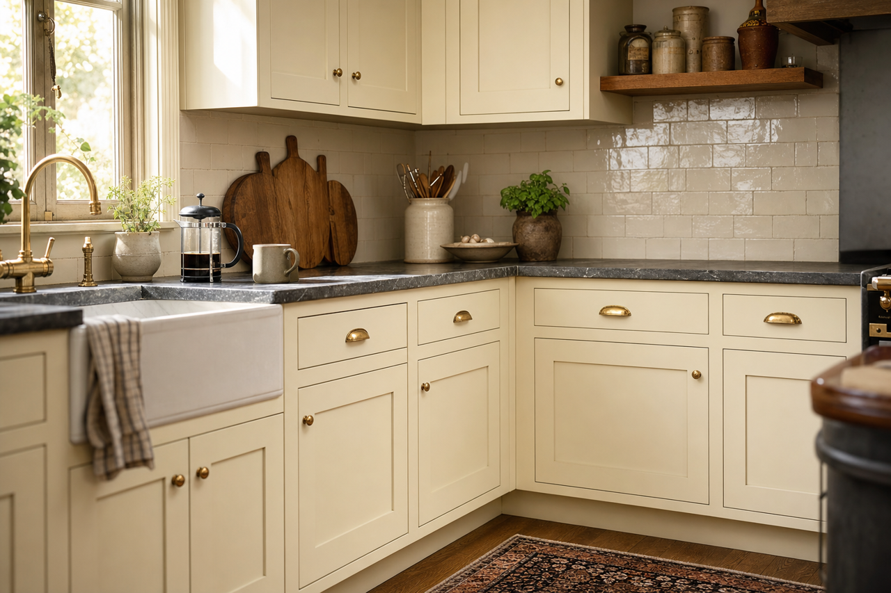 Barely by Benjamin Moore on cabinets