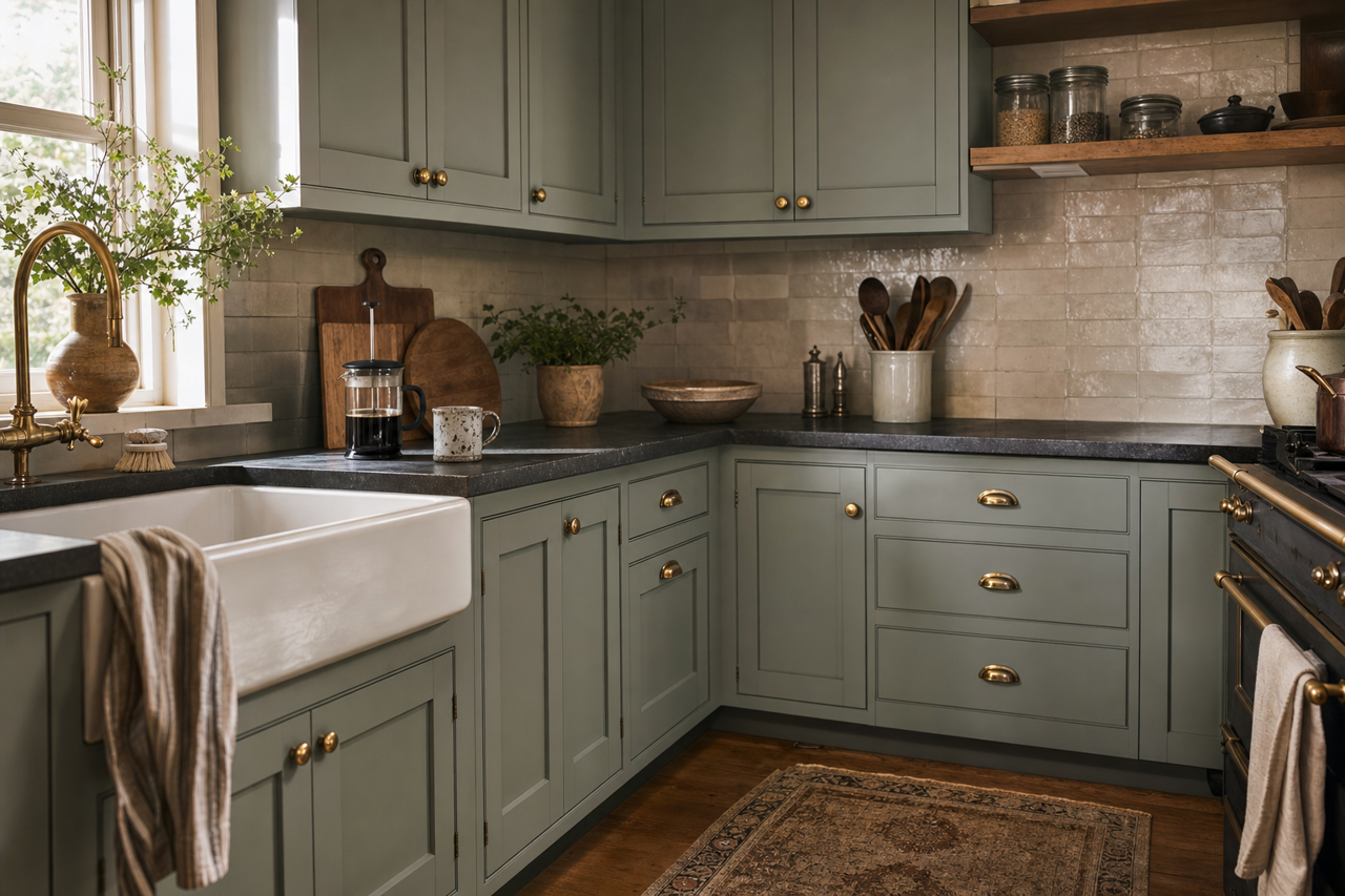 Mystic by Benjamin Moore on cabinets