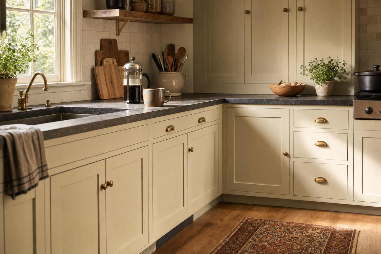 Dusty by Benjamin Moore on cabinets