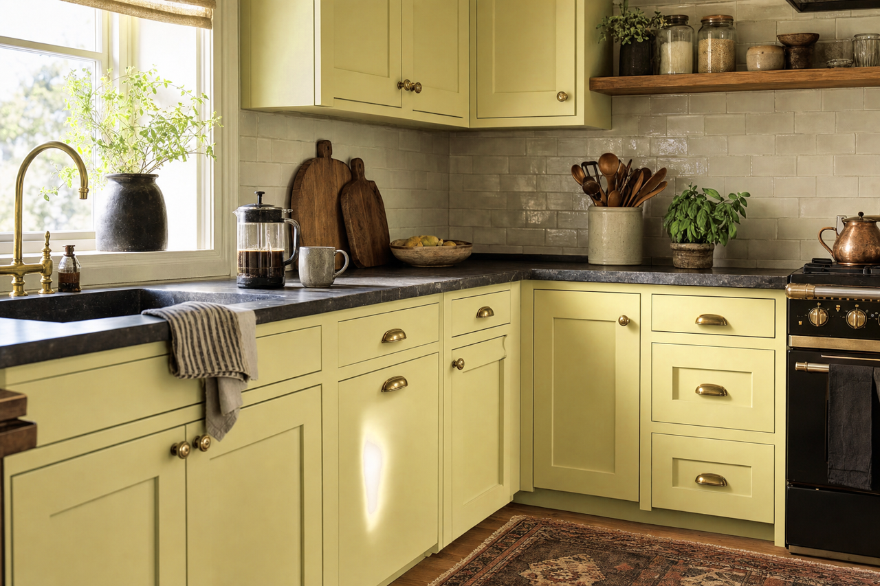 Green by Benjamin Moore on cabinets